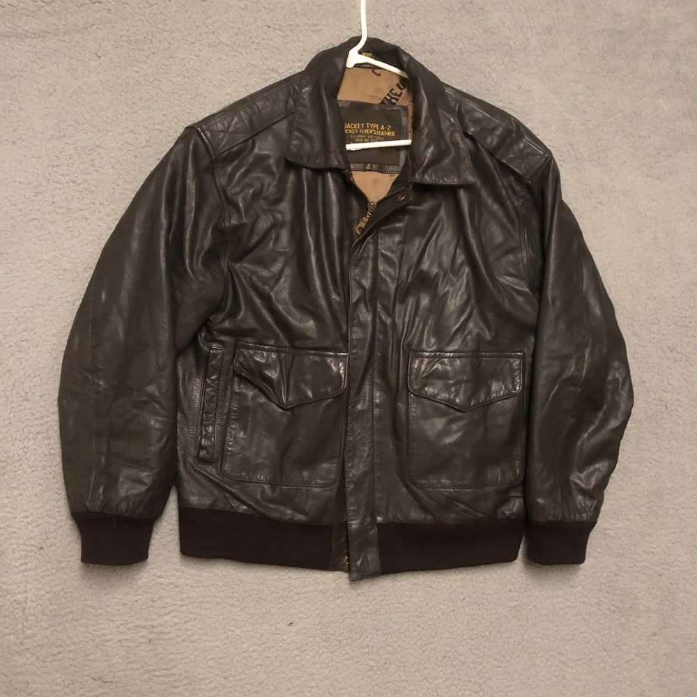 Vtg Type A-2 Jacket Flyers Leather US Army Air Force Brwn Bomber Flight Jacket M